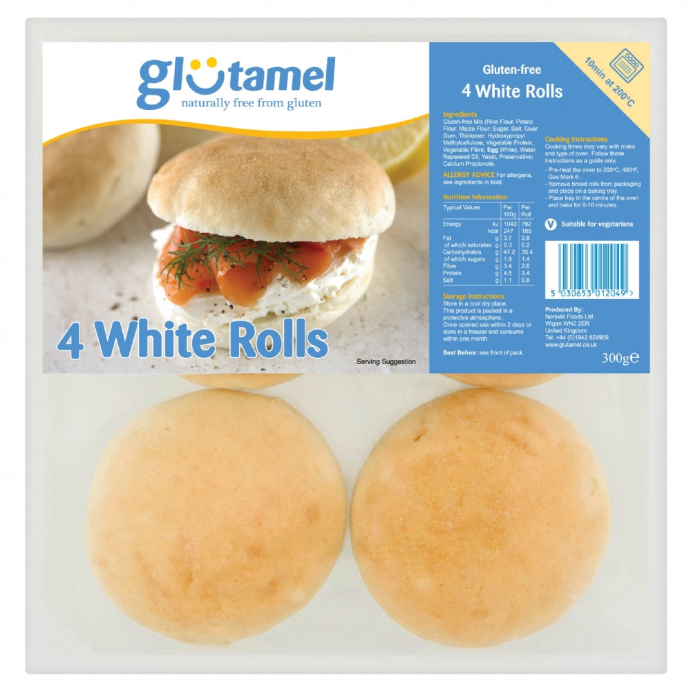 Glutamel 4 White Rolls Gluten Free