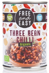 Free And Easy Organic Three Bean Chilli 400g